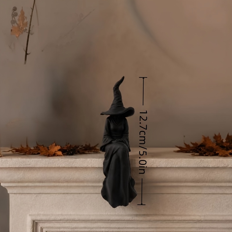 TEMU Faceless Figurine, Black Sitting Wall Decor, Gothic Style Halloween Decoration For Living Room, Bookshelf, Entryway, And Porch
