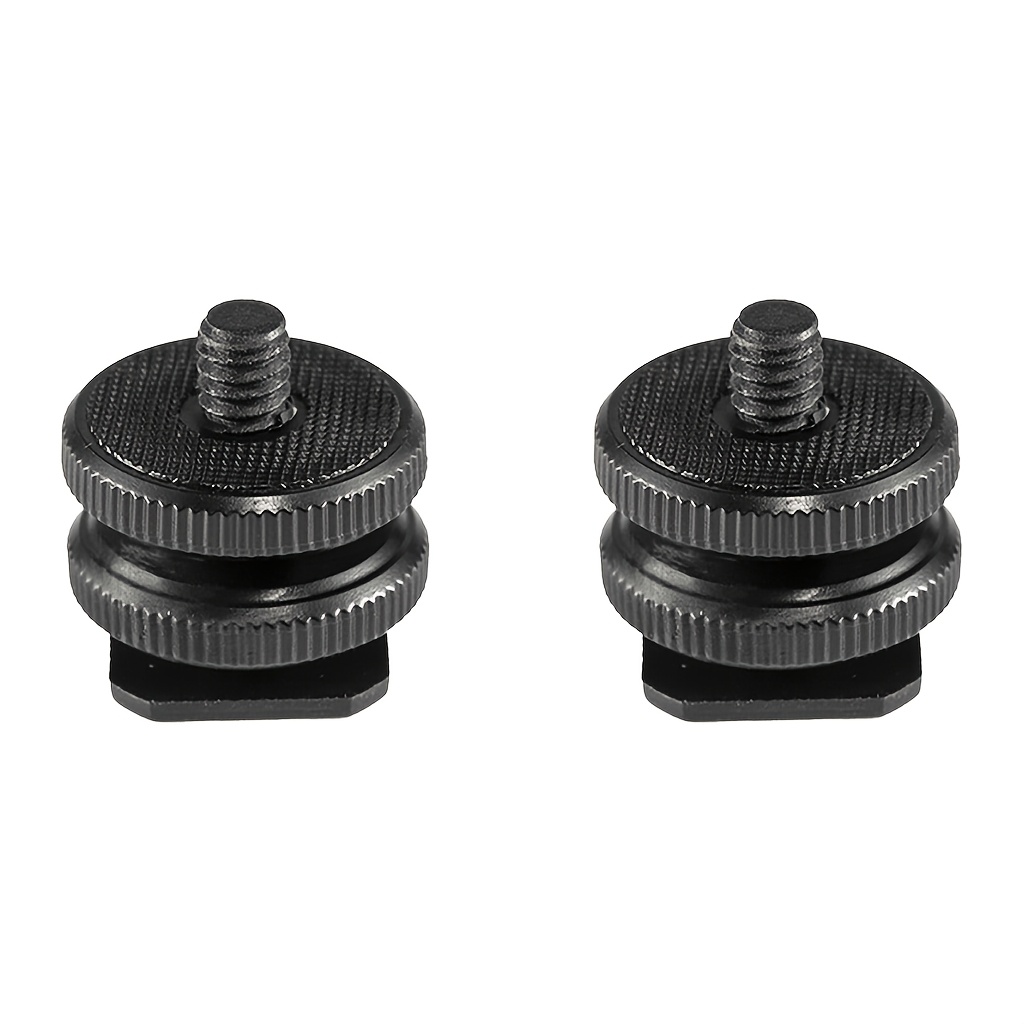 TEMU Set Of 2 Cold Shoe Adapters For Mounting A Phone, Featuring Dual Nuts And Designed For Double-layer Shoe Additions With A 1/4 Inch Screw Socket