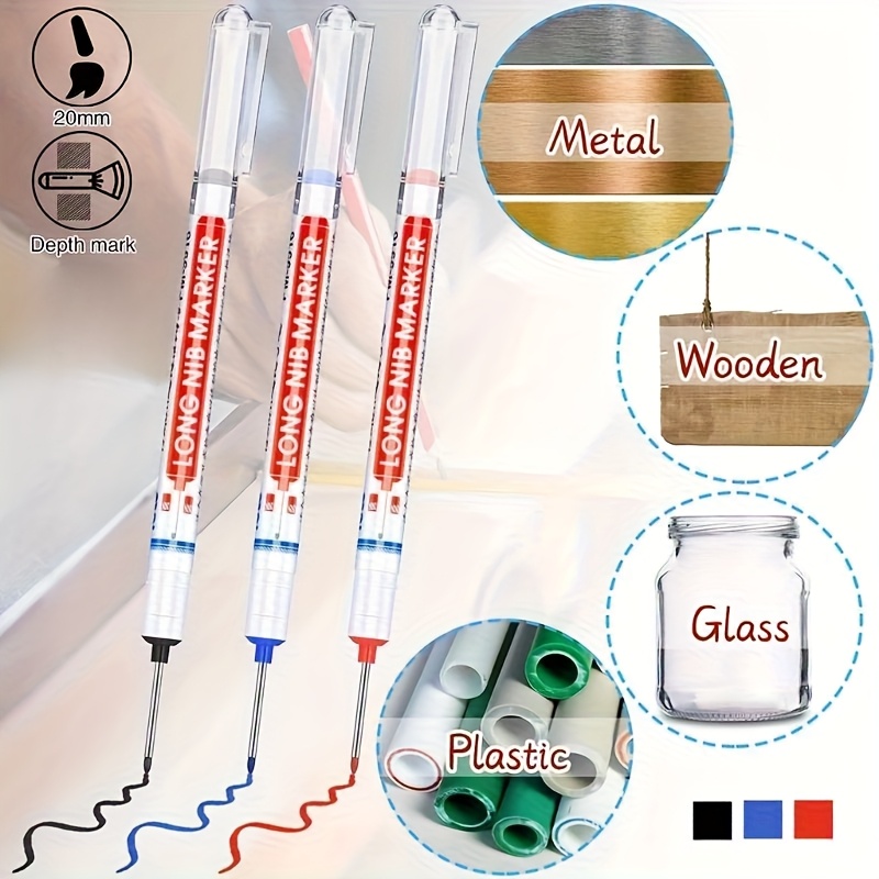 20 piezas, punzón de metal multifuncional de 20 mm de profundidad, punta larga, 20 piezas, herramienta de marcado de decoración de carpintería de baño
