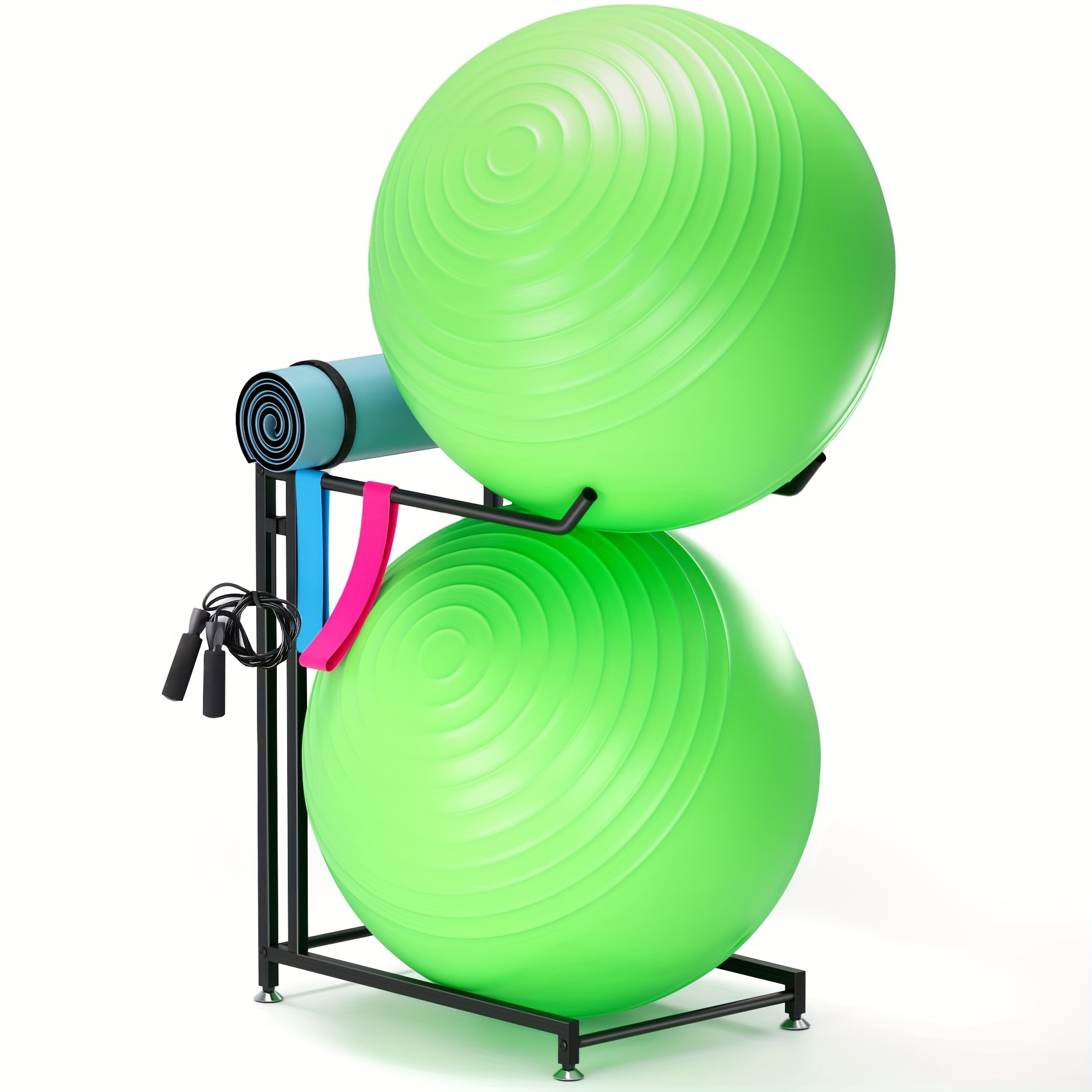 Image of Gymnastics Ball Holder - Stand For 85 Cm Yoga Ball, Yoga Mat, Storage, Garage Ball Organizer, Stability Ball Stand For Home