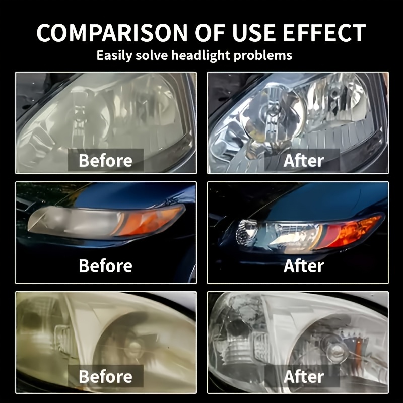 Headlight Restoration Spray - Removes Yellow Oxidation, Scratches, Haze, and Cloudiness, Instantly Brightening Headlights - Suitable for Car Front and Rear Headlights, Non-toxic, Prevents Yellowing and Oxidation - An Effective Refurbishment Solution