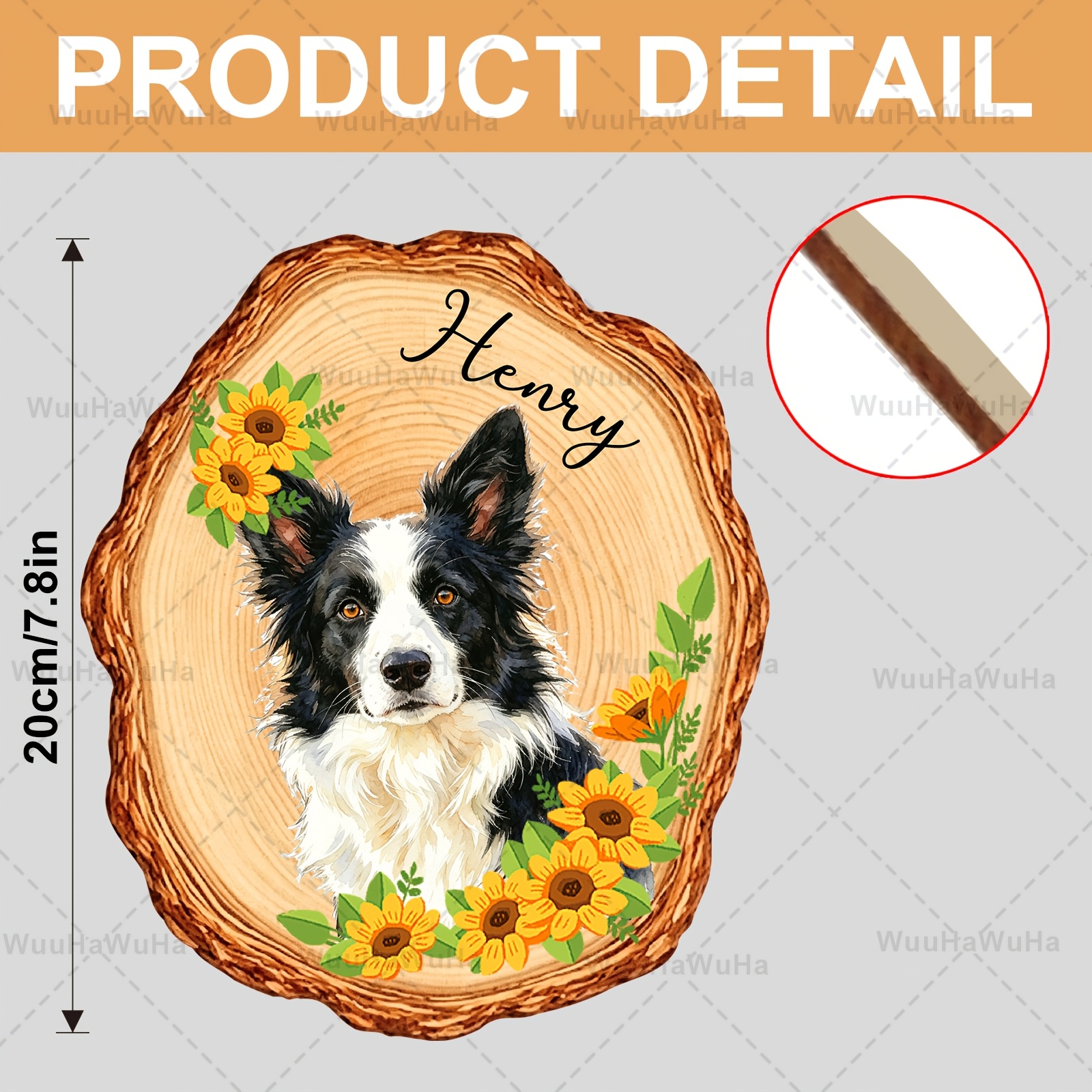 Image of 1pc Personalized Photo Booth Prop, Pet Watercolor Photo Portrait Custom Prop, Memorial Gift For Pets, Pet Anniversary Room Decoration Photo Props, Creative Gift, Wooden Ornament
