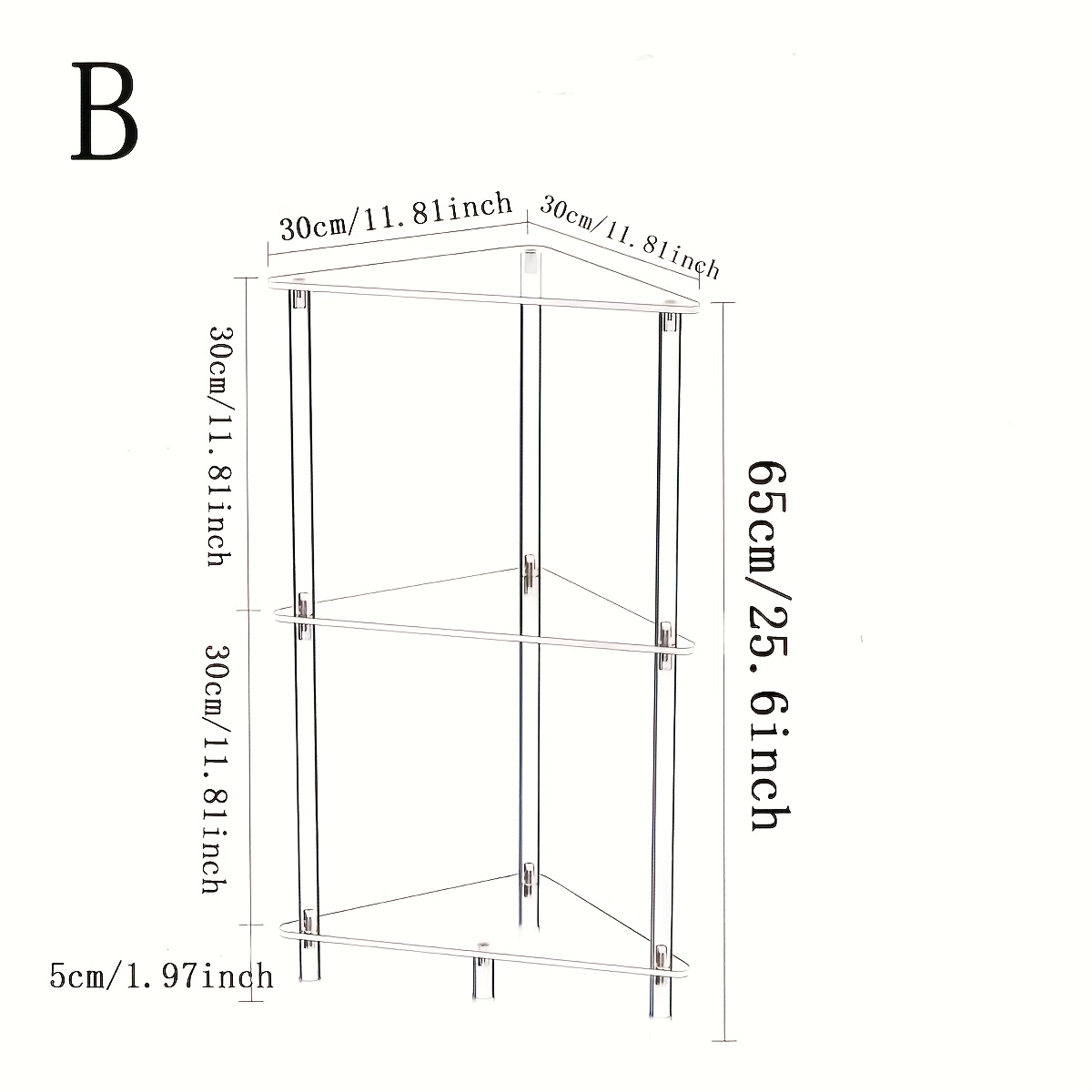 TEMU Modern Transparent Triangular Acrylic Corner Shelf - 2-tier/3-tier Space-saving Suitable For Small Spaces Suitable For Living Room, Bedroom,