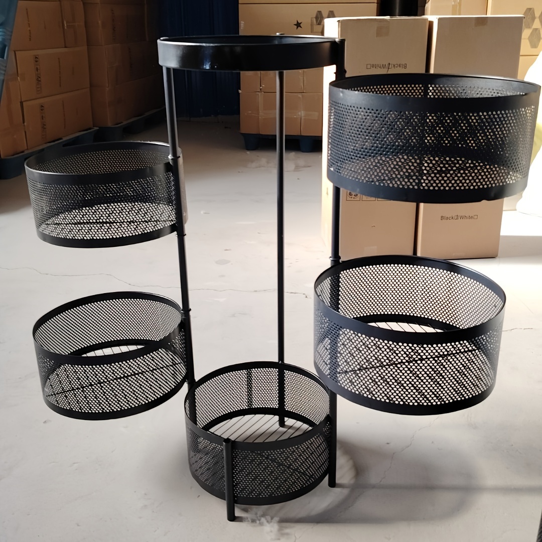 

Versatile Rotating Storage Rack - Multi-layer, Stackable Metal Organizer For Home & Kitchen