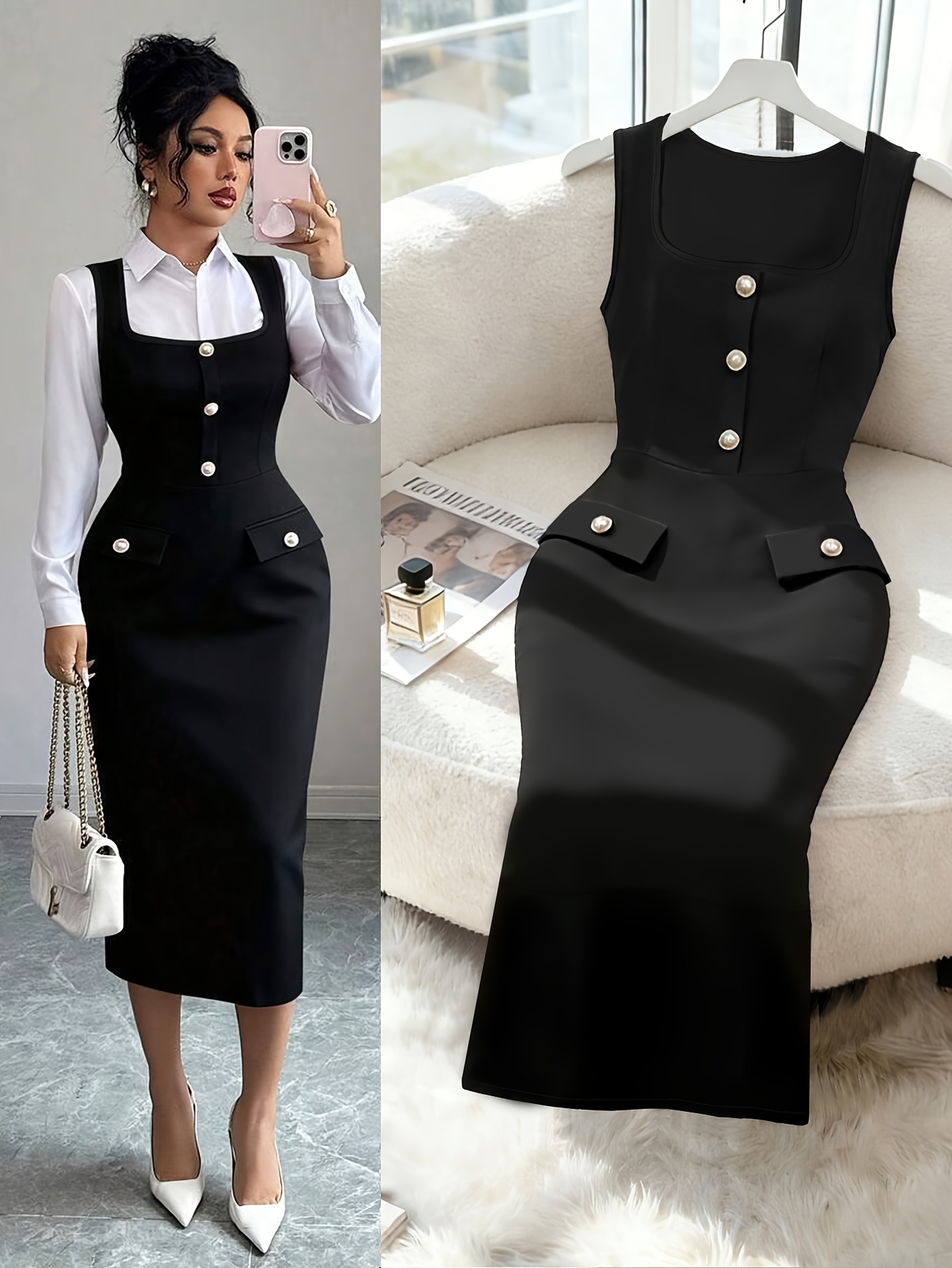 Fashionable Commuter Solid Color High Waist Bodycon Camisole