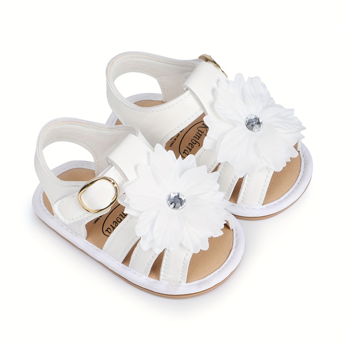 Trendy Cute Flower Decor Solid Color Sandals For Baby Girls, Breathable Lightweight Walking Shoes For Spring And Summer