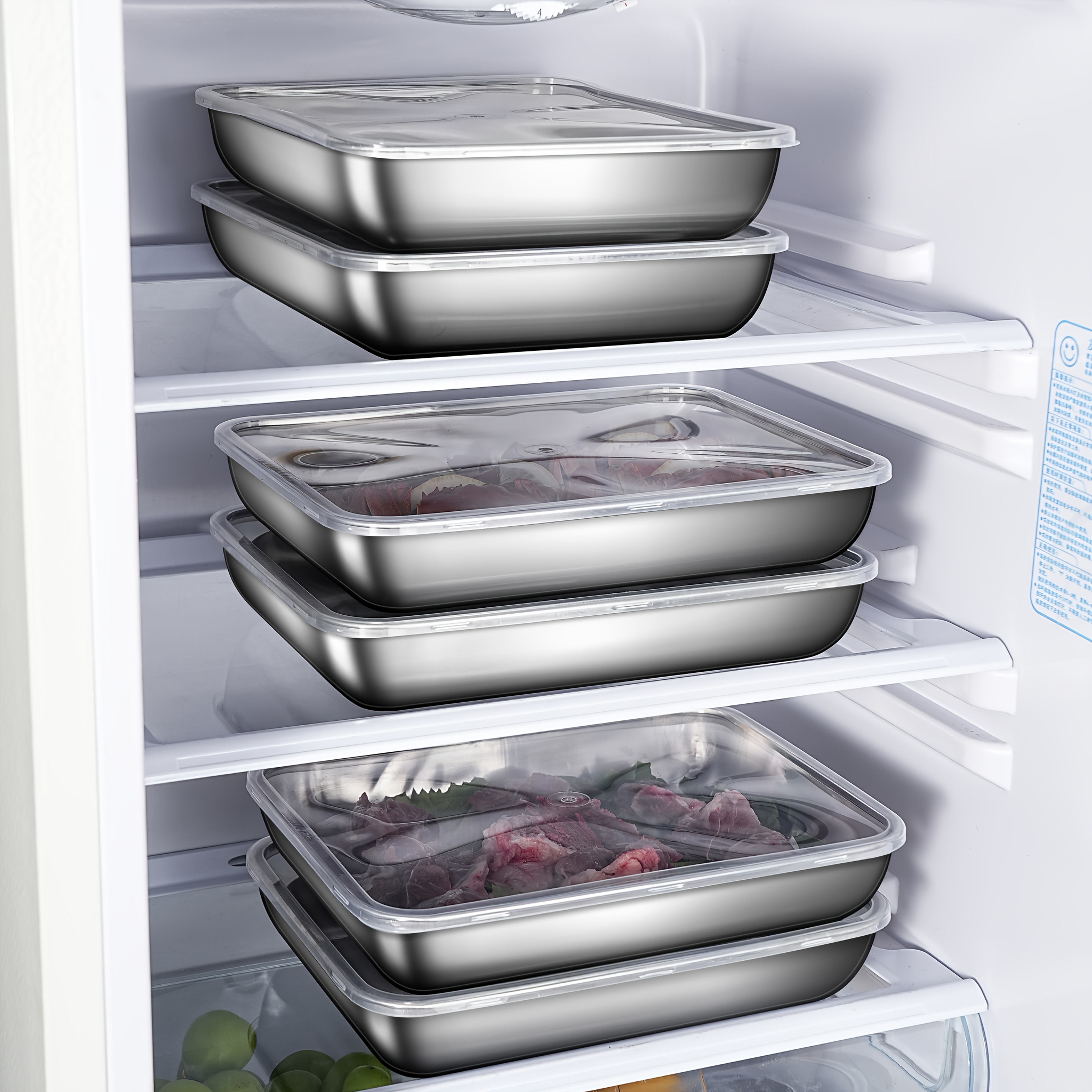 

4pcs Stainless Steel Food Storage Containers With Lids, 2500ml Capacity, Meal Preparation And Picnics, Multifunctional Kitchen Organizer, Refrigerator Storage Boxes