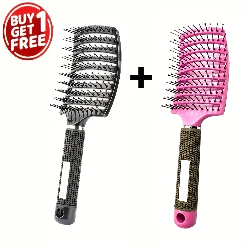 Image of 2pcs Styling Comb Set, Hairbrush And Scalp Massager, Large , Quick Combing, Anti-static, Quick-dry, Suitable For All Hair Types