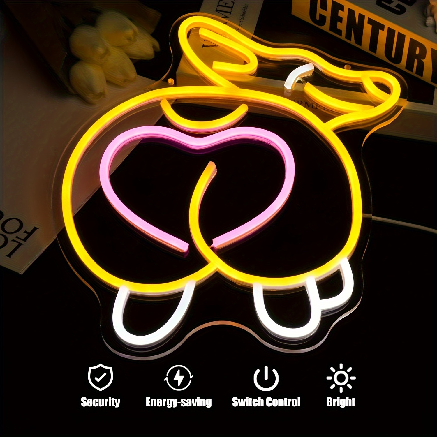 Neon Sign Dog Led Neon Light Sign Cute Pet Butt Heart - Temu