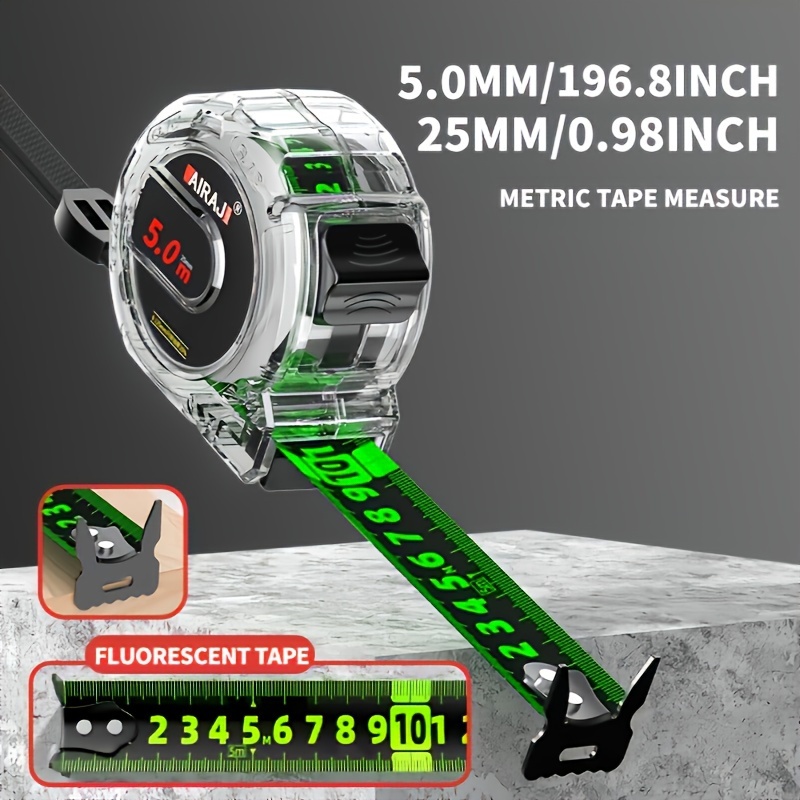 TEMU 1pc Self-locking Fluorescent Steel Tape, With Fluorescent Green Double-sided Tape, Is Waterproof, Wear-resistant And Shockproof, Which Is Very