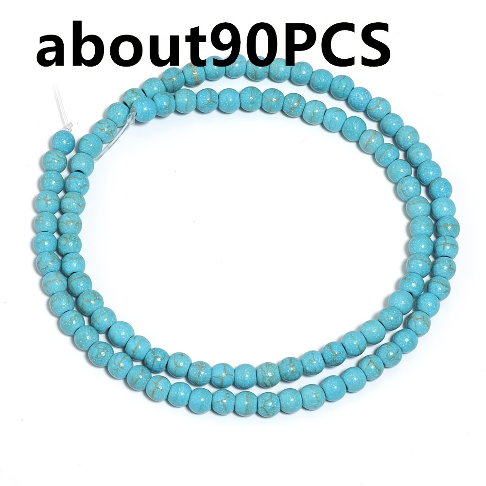 TEMU Cuentas redondas azules , cuentas vintage y adornos para la cabeza en múltiples tamaños, pulseras y collares, cadenas para colgar ropa, adornos