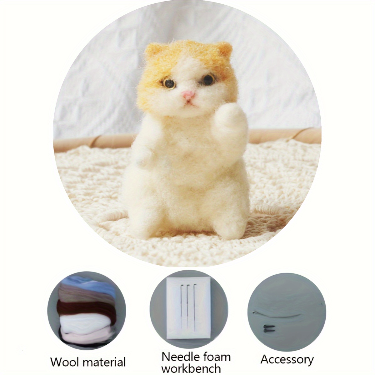 Diy Cute Plush Toys Felt Kit Cat Hamster Hedgehog Bunny Make