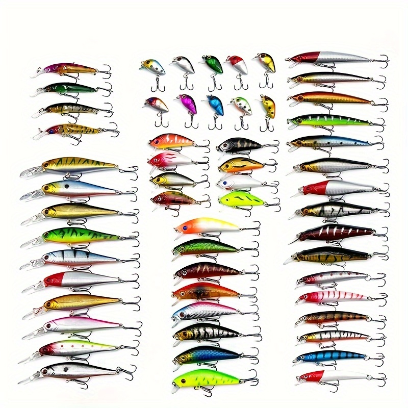 56 minnow fishing lures kit hard bait plastic - Temu
