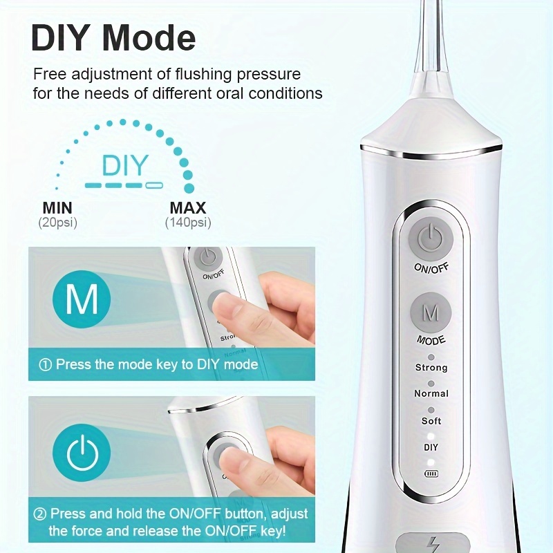 Teeth Water Flosser Cordless Portable Oral Irrigator Powerful And Rechargeable Water Flosser For Teeth Brace Care Waterproof Water Dental Picks For Cleaning