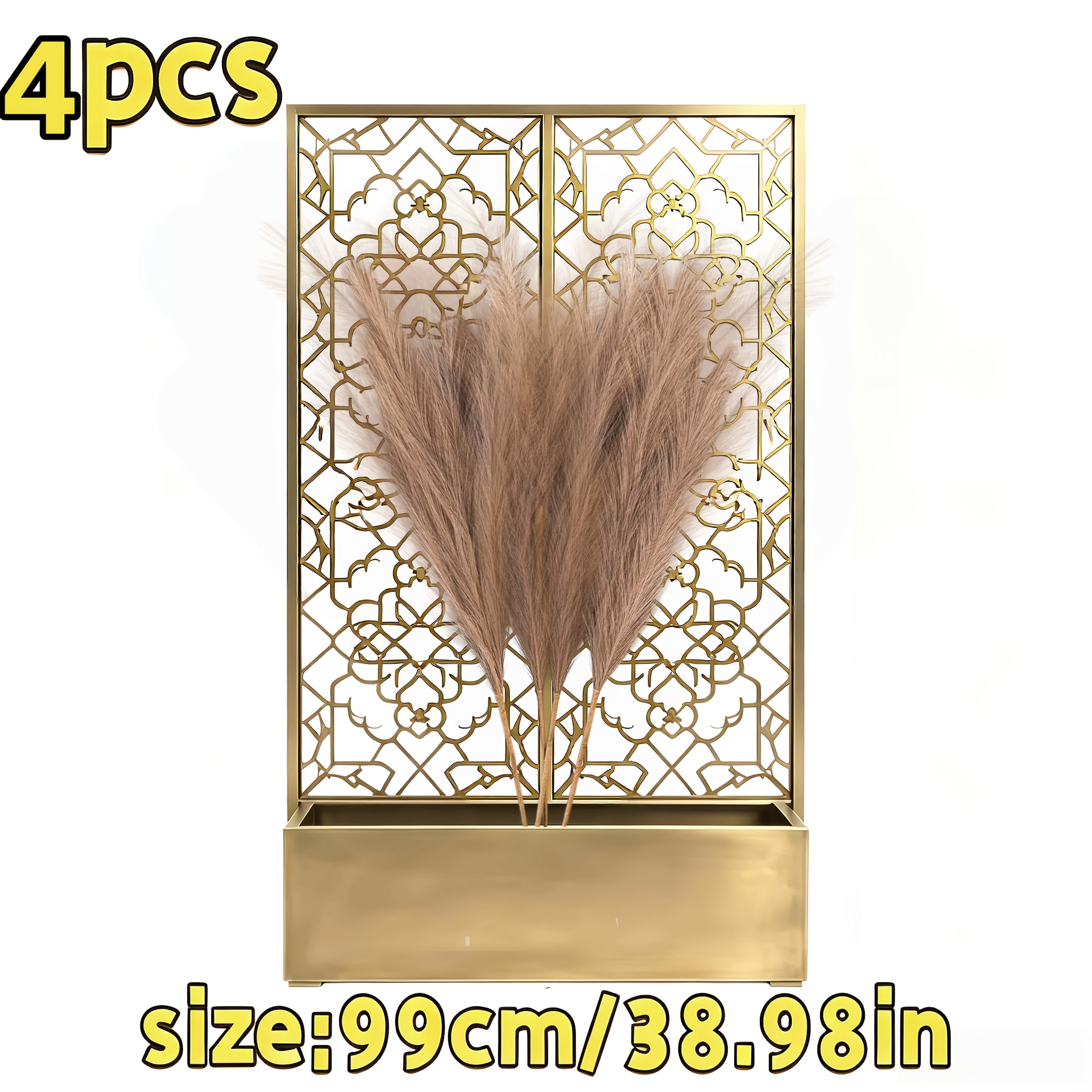 TEMU 4pcs Set, Large Size 99.01cm, Premium Faux Grass, Exquisite Soft Fluffy Flower Plume, Low-maintenance, Long-lasting, Full Coverage, Light Luxury