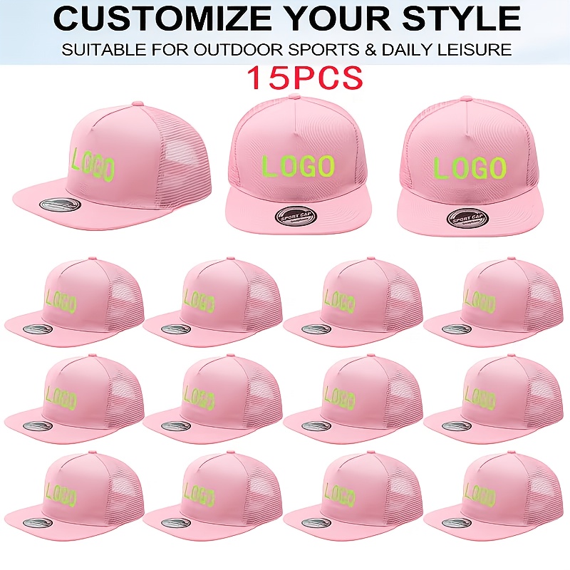 15pcs Personalized Retro Mesh Trucker Hats, Customizable