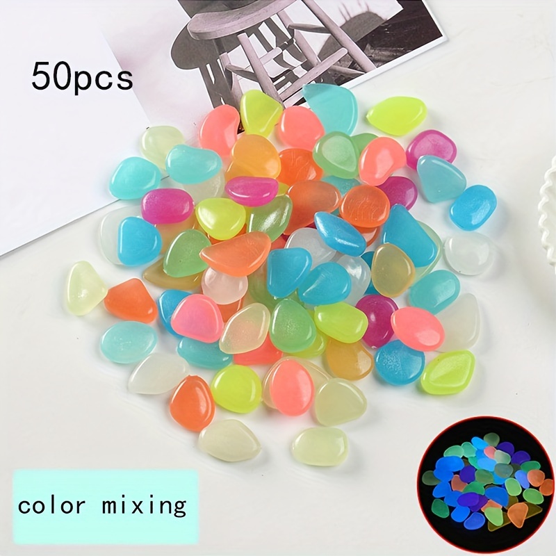 50pcs 1cm Small Artificial Luminous Stones For Vase Decoration, Potted Plants, Glowing Pebbles, 0.5g Fluorescent Aquarium Landscaping