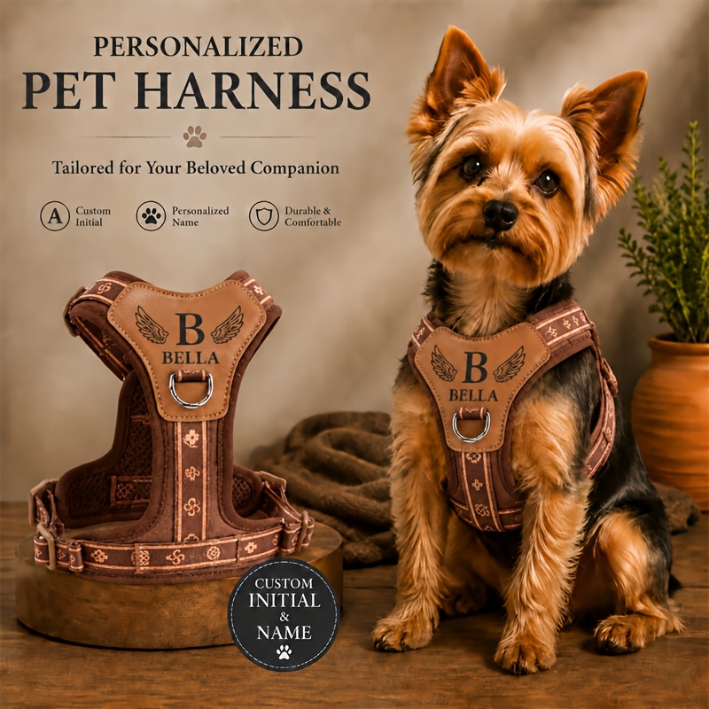 TEMU 1 Customizable Dog Walking Vest Harness, In 4 Colors, Soft And Breathable, Suitable For Small To Medium Dogs, For Outdoor Use, Durable And