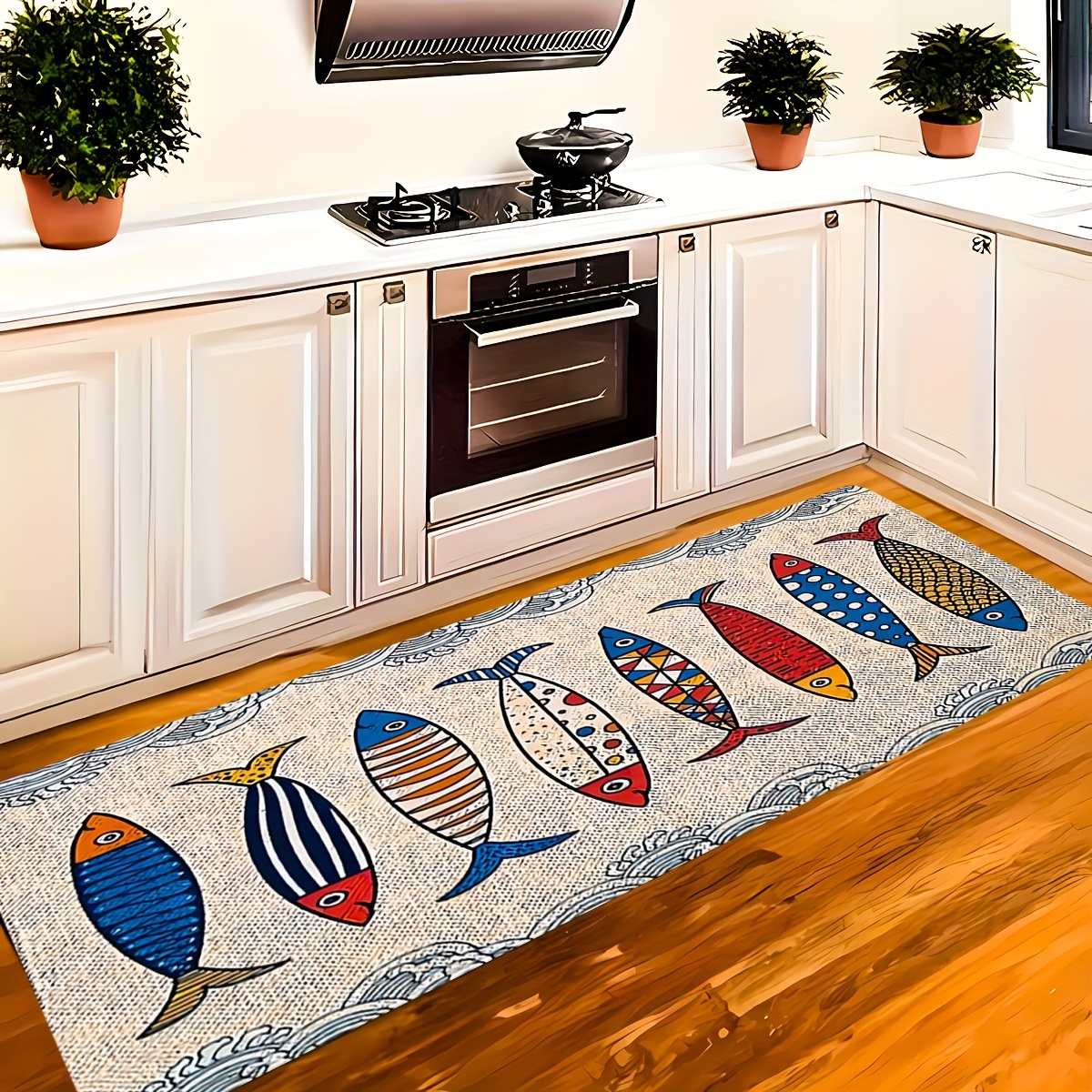 TEMU 1pc Fish Pattern Rug, Made Of High-grade Flannel With A Thickness Of 1.1 Cm, Featuring Non-slip Backing And Weighing Grams Per . Machine