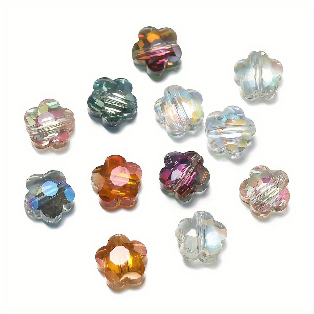 Set Of 10 Loose Glass Beads In A Flower Shape, Measuring 8x8mm, Perfect For Earrings, Bracelets, And Other Crafts