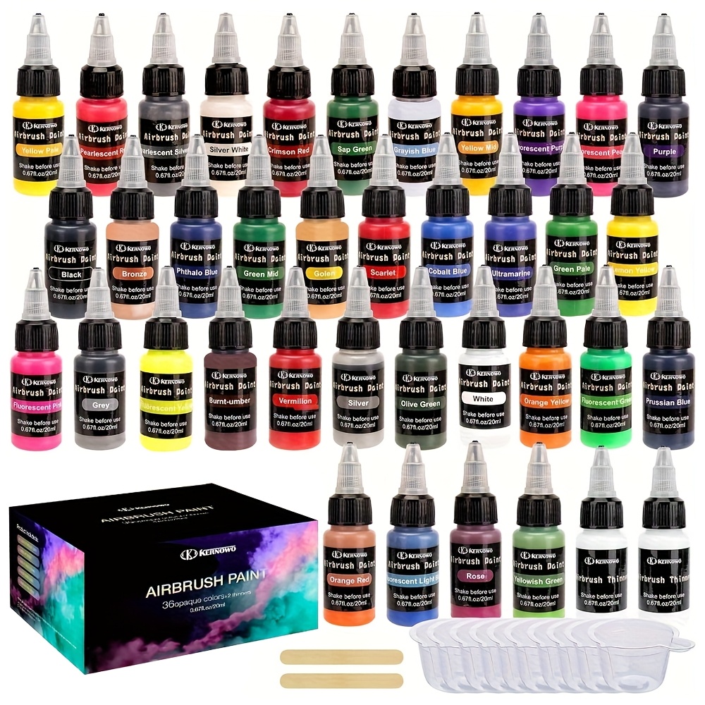 Image of Airbrush Paint, 15/ 26/ 36 Colors With Thinners Air Brush Painting Set, Water-based Acrylic Ready To Spray Airbrush Paint For Diy, Artists, Hobbyist, Beginners, 0."67" Oz, 20ml/bottle