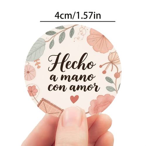item picture 42pcs colorful thank you stickers suitable for small businesses in english and spanish languages envelope flower handmade love letters crafting heart cake dessert baking elegant pink and white round stickers featuring handmade hearts