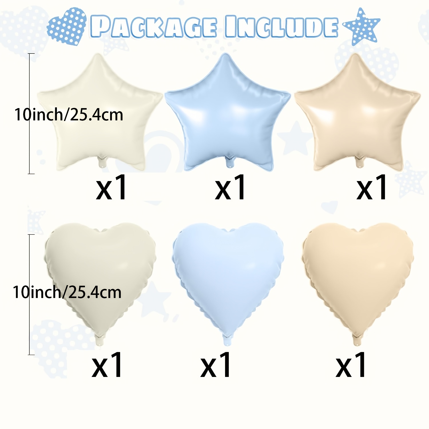 Image of Heart Balloons, 6pcs Star Balloons, 18 Inch Blue Heart Shaped Balloon And Balloon For Boys Shower Men Birthday Wedding Anniversary Graduation Party Decoration