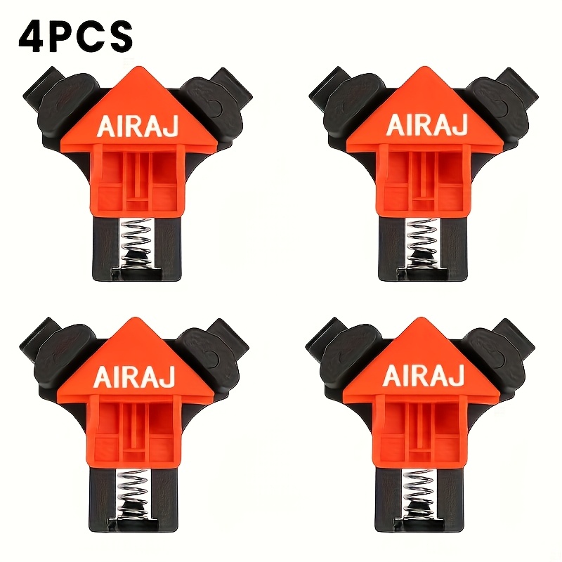 E-shop 4er-Set Airaj Eckklemmen | 90-Grad-Winkel, verstellbare, federbelastete Holzschrauben für Holzbearbeitung, Schränke, Bilderrahmen, Basteln |