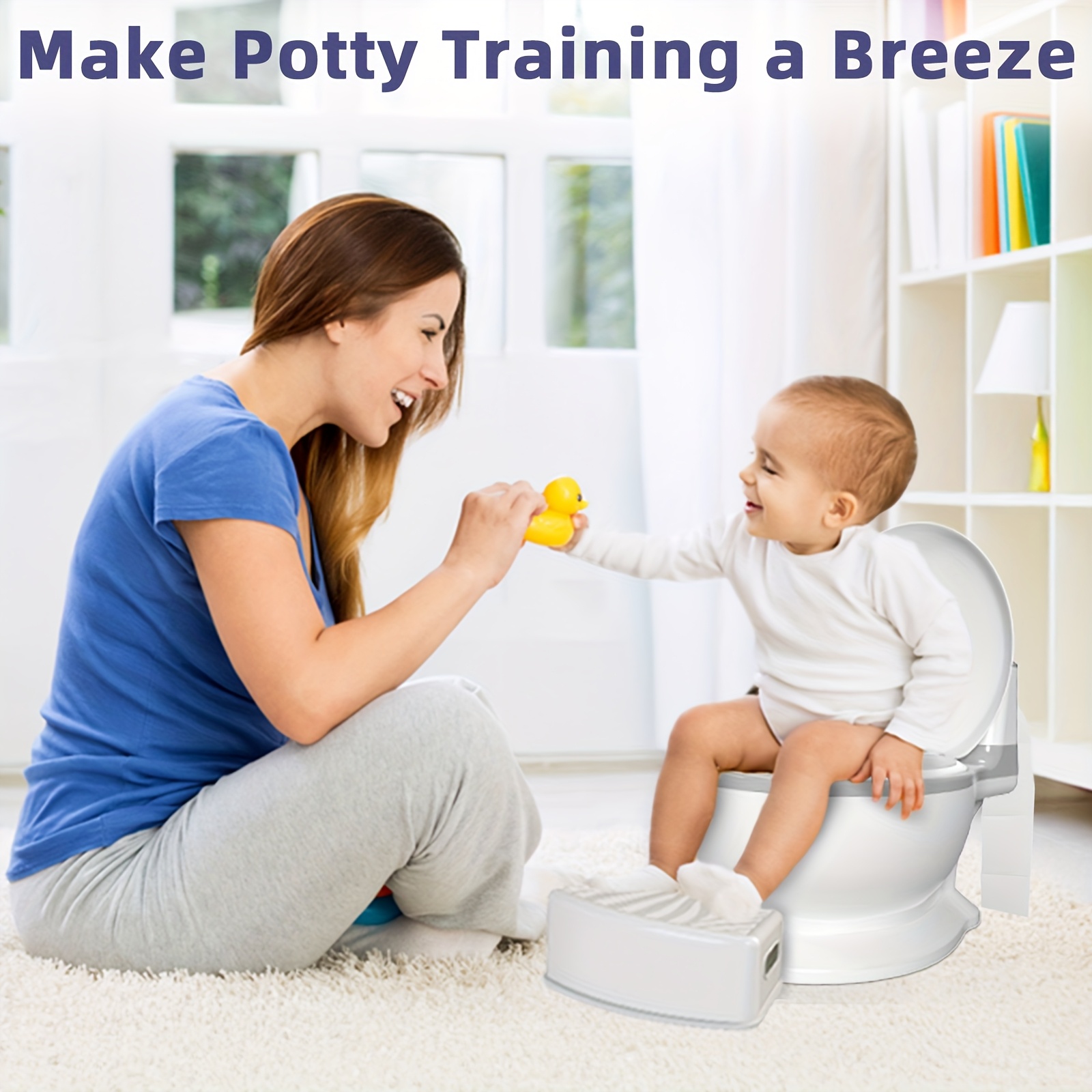 Veliki WC za djecu s dječjim WC sjedalom i poklopcem - Realistični WC za dječake i djevojčice, mekani i izdržljivi plastični WC za samostalno učenje korištenja WC-a, roza/za dječake i djevojčice 3+ godine