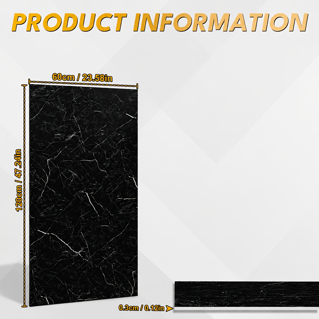 Image of Set Of 4 Marble-look Wall Panels, Pvc Wall Panels, 120 X 60cm, Diy Installation, 3d Decorative Panels Suitable For Kitchens And Bathrooms