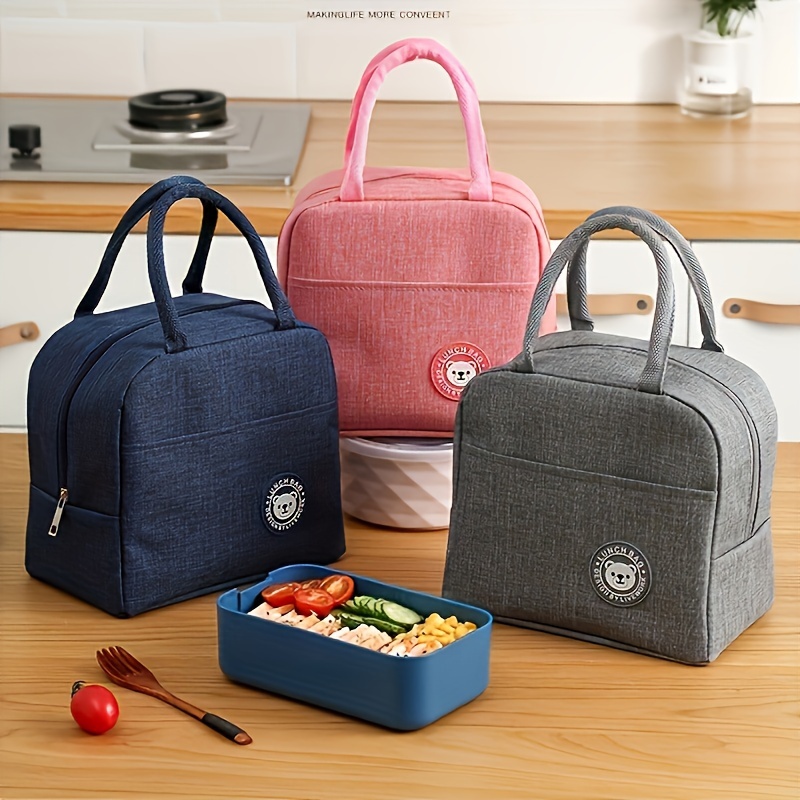 insulated lunch bag   oxford cloth portable lunch tote with aluminum foil lining rectangle thermal cooler bag for   hand wash only details 3