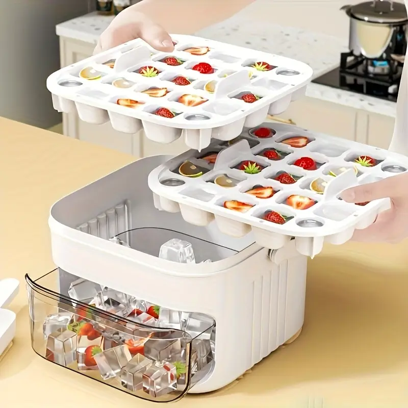 50 grid large capacity double layer ice maker with scoop durable pp material for easy monitoring ideal for coffee juice cold drinks parties outdoor camping perfect gift for summer beverages lovers tray Product details 1
