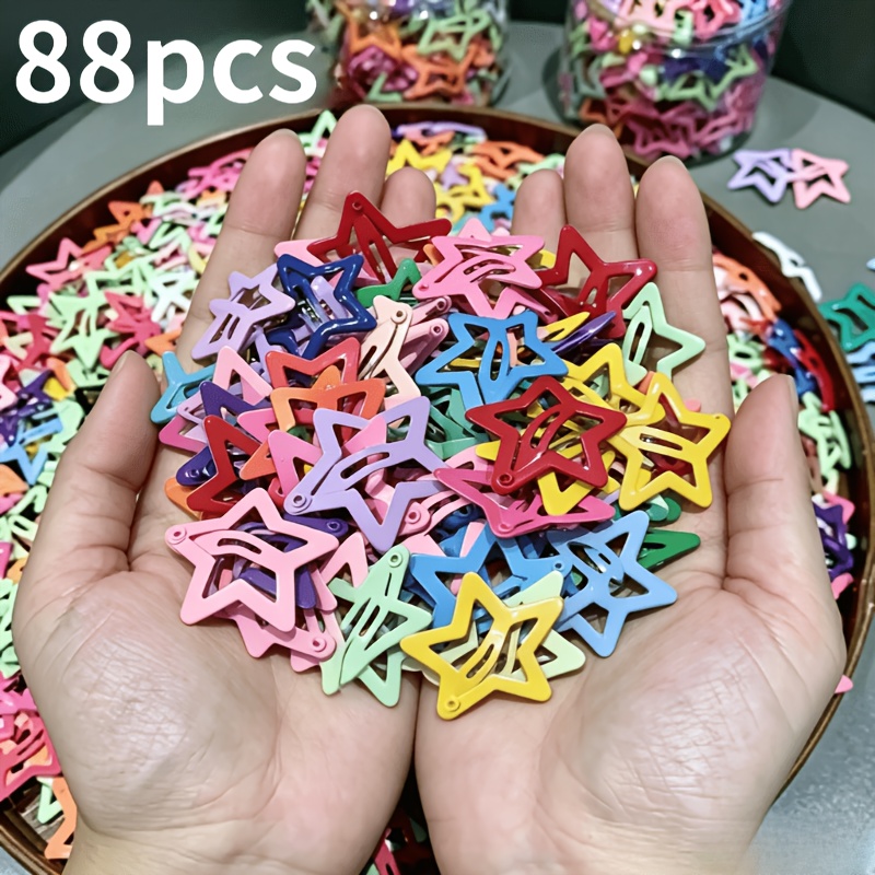 TEMU 88 pinces à cheveux étoiles de couleurs mélangées vives, pinces à cheveux de couleur bonbon, accessoires de tête de style bohème tendance,