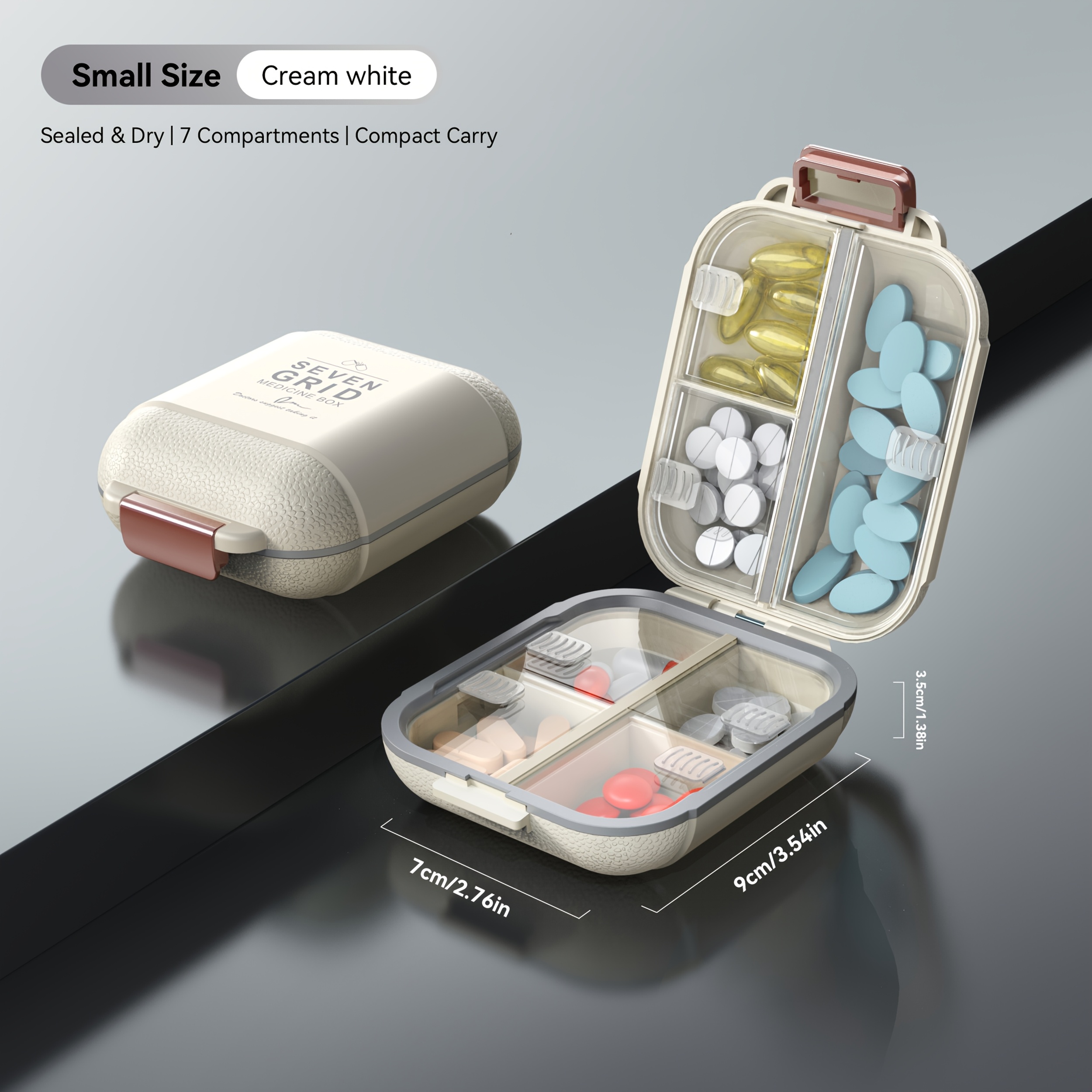 TEMU Boîte de rangement pour médicaments portable , grande , étui de stockage pour pilules opaque et à l'humidité, pour les et les déplacements pour