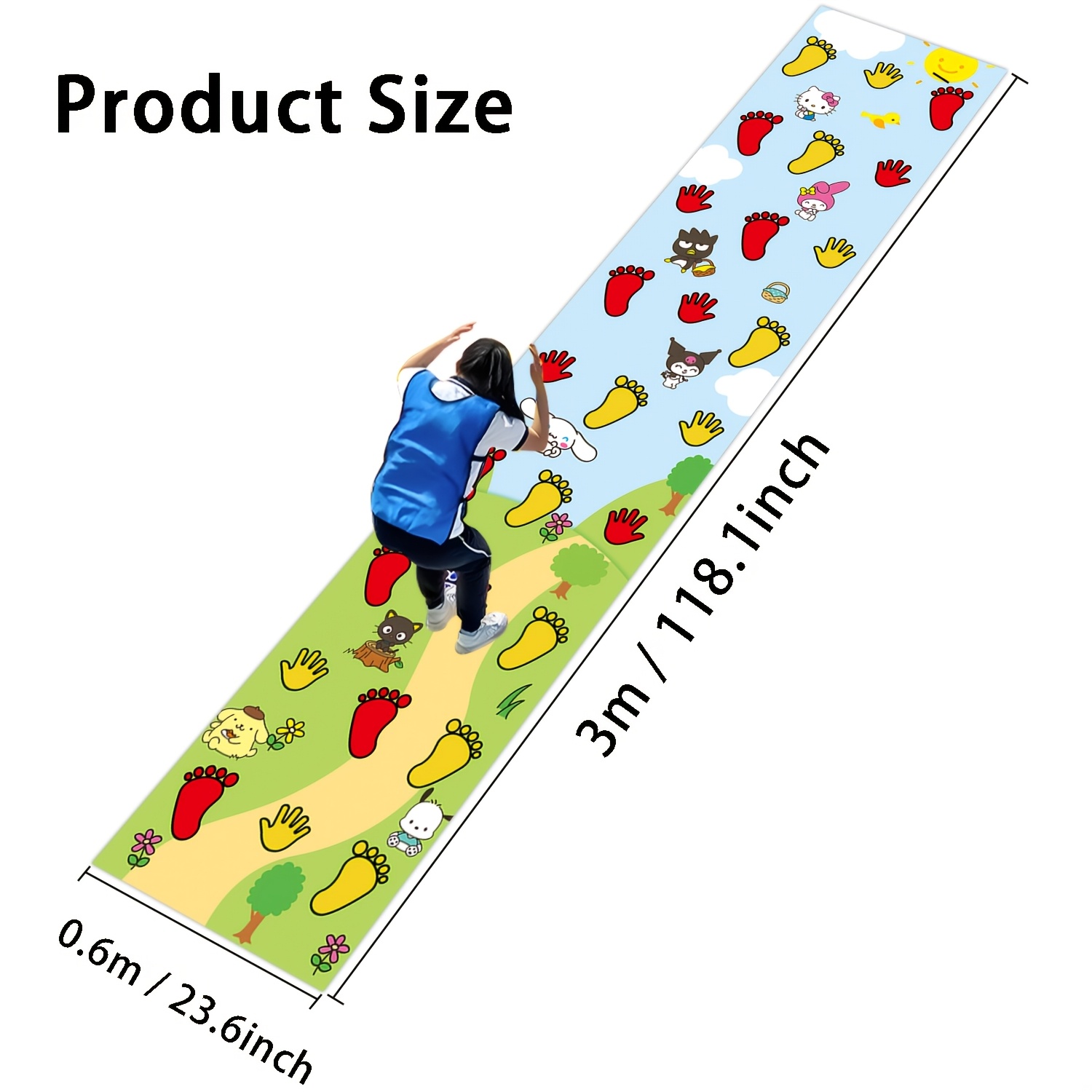 E-shop Hüpfmatten-Fitnessmatte für Hände Füße, Fitnessgerät im Vergnügungspark-Stil, Sanrio Kuromi, My Melody, -Cartoon-Muster-Übungsmatte, 118,1*23,6