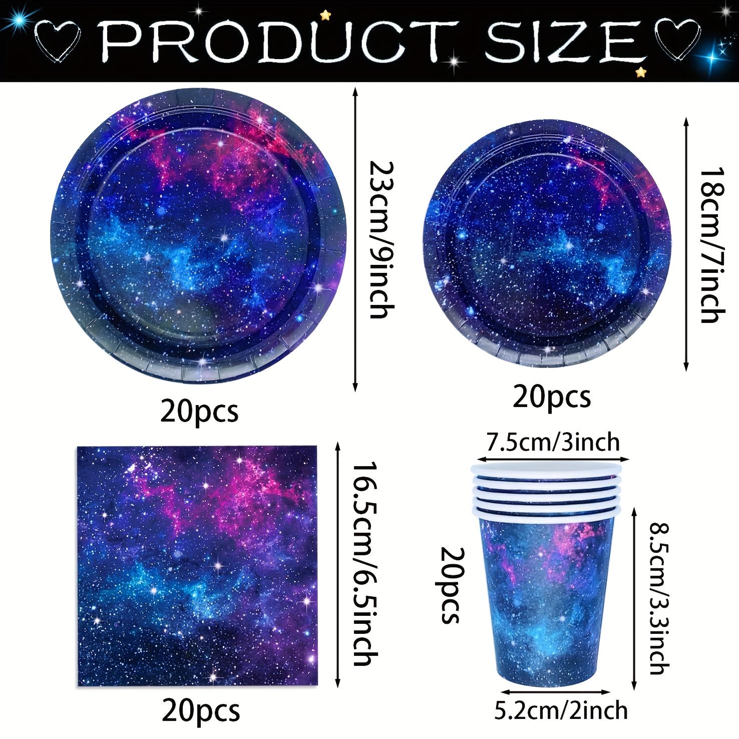 Image of 80-piece Party Supplies Tableware Set, Outer Space Birthday Party Decorations, Starry Night Planet Solar System Paper Plates And Napkins, Party Starry Night Supplies, Non-laminated
