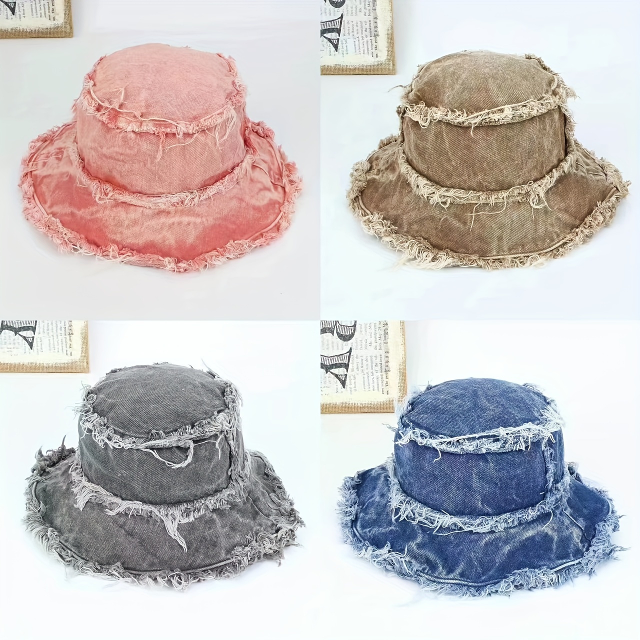 

Versatile Street Washed Denim Sun Hat, Suitable For All Seasons, New Style Double Side Wearable Bucket Hat, Fashion Hip-hop Bucket Hat
