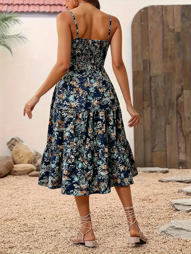womens bohemian floral print sleeveless length dress - Temu womens bohemian floral print sleeveless length dress - Temu