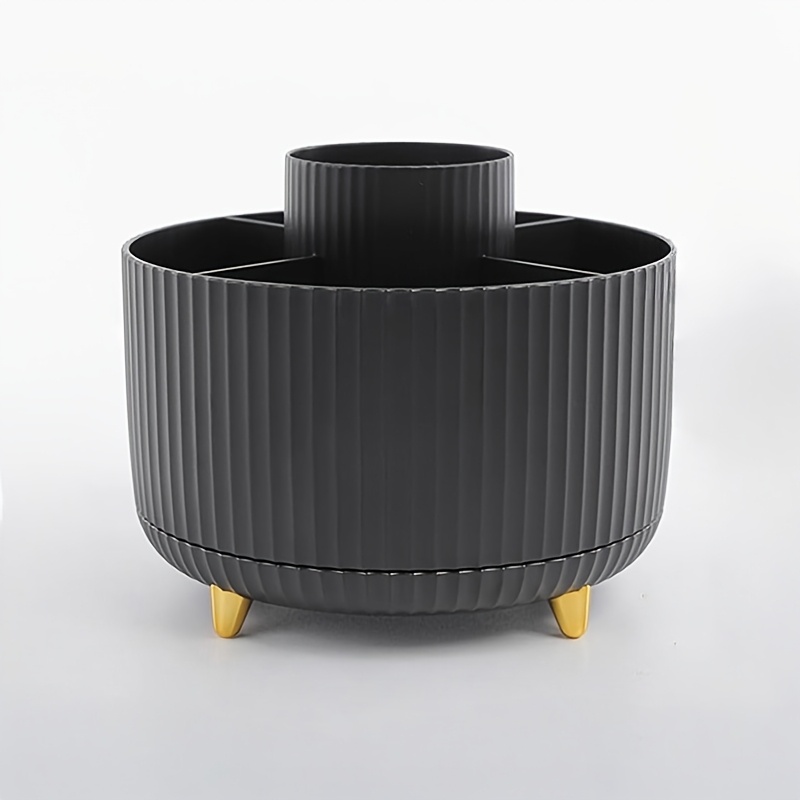 TEMU [rotatable Storage Box] 360° Rotating Desktop Organizer, Large Capacity 5-slot Design - Durable Plastic Material, Space-saving, Office Supplies