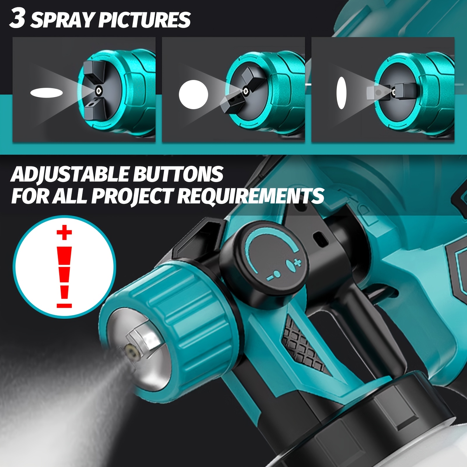 600W Pistola Per Vernice Elettrica HVLP Senza Aria Professionale Con 3PCS Ugelli In Rame - Cina Pistola Per Irroratrice Elettrica Per Vernici, Pistola Per Verniciatura A Spruzzo - Foto 2