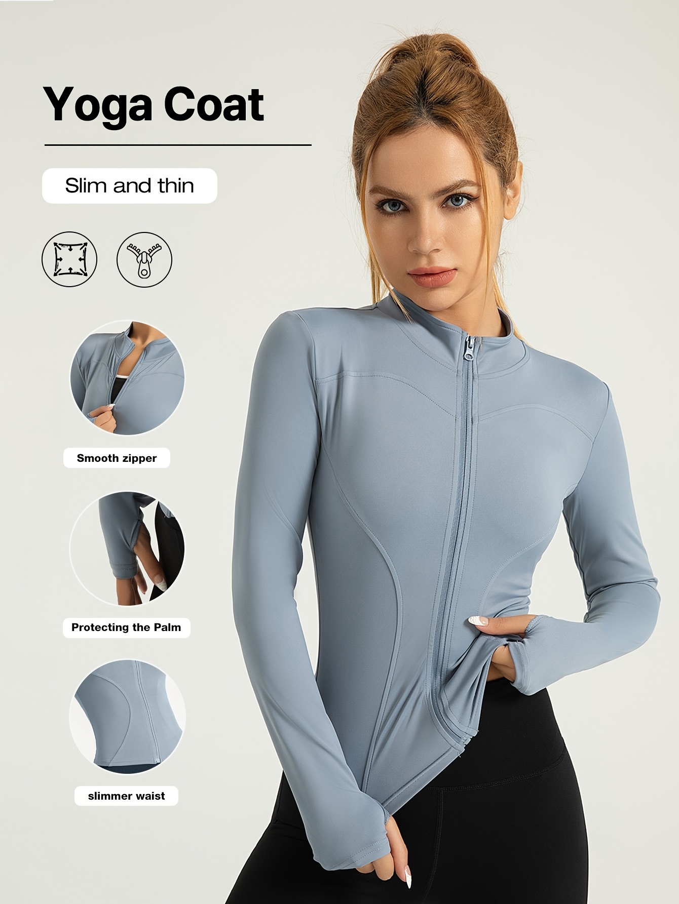 Fermeture éclair Veste De Sport Femme Gyabnw - Manches Longues, Respirante, - Pour Running, Yoga, Fitness Ensemble Femme