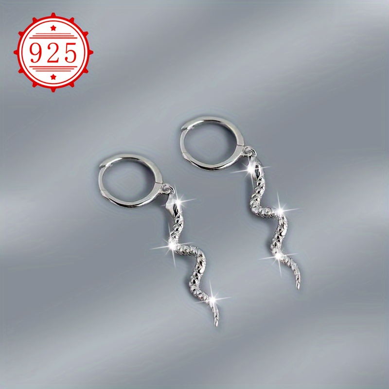 925 Silver Snake Shaped Hypoallergenic Earrings