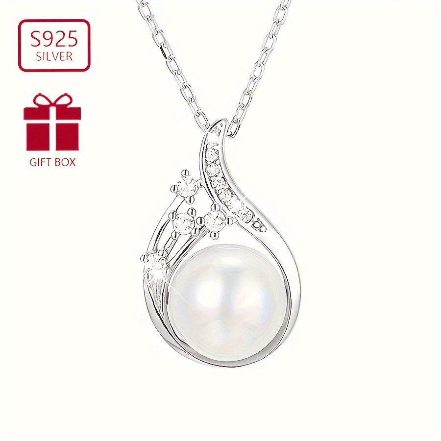 

925 Silvery Drop Pendant Necklace Hypoallergenic & Zirconia - Or