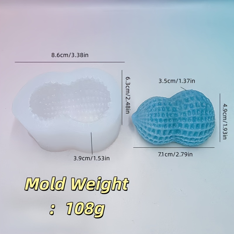 TEMU Candle Mold 1pc Nut Peanut Silicone Mold, Suitable For Handmade Fun Mold, Scented Candle Shaping Mold, Gypsum Epoxy Resin Art Mold, Drop Glue