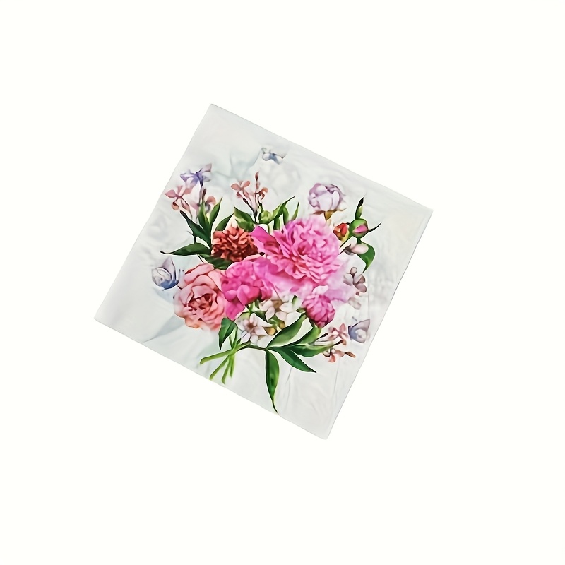 E-shop 20er-Set Blumenparty-Servietten, 33x33 cm, Weißer Hintergrund mit bunten Blumenmustern, Einfach Schön, Exquisiter Druck, Geeignet für