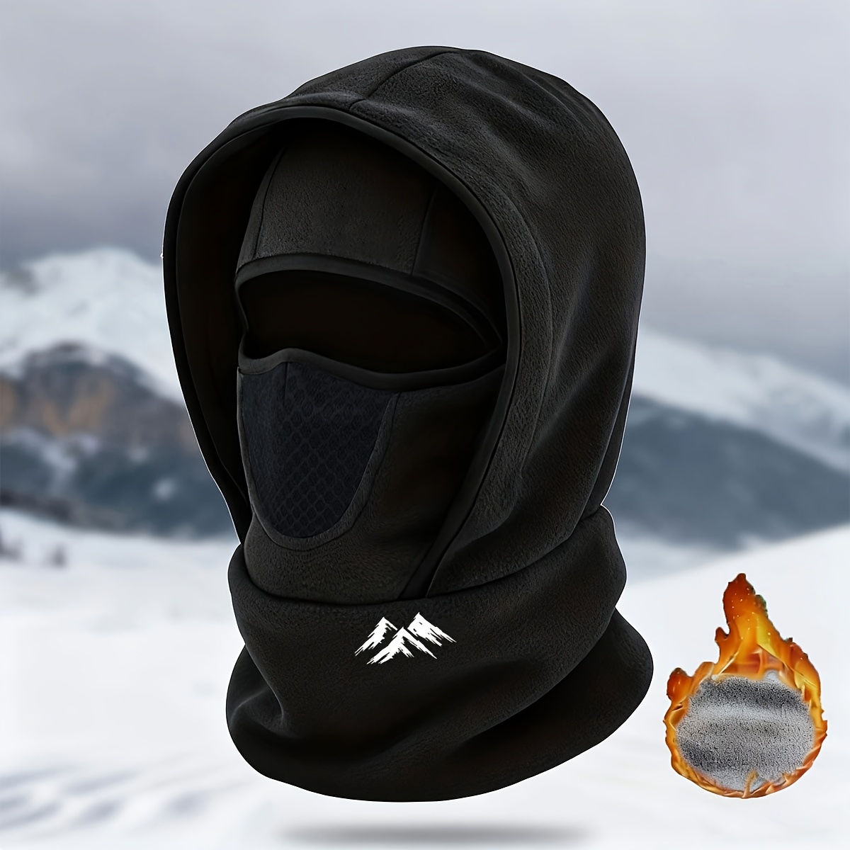 TEMU Men's Autumn/winter Outdoor Cold-weather Brimless Hat, Double-layer Balaclava With Head, Face, And Neck Protection. The Fully Enclosed