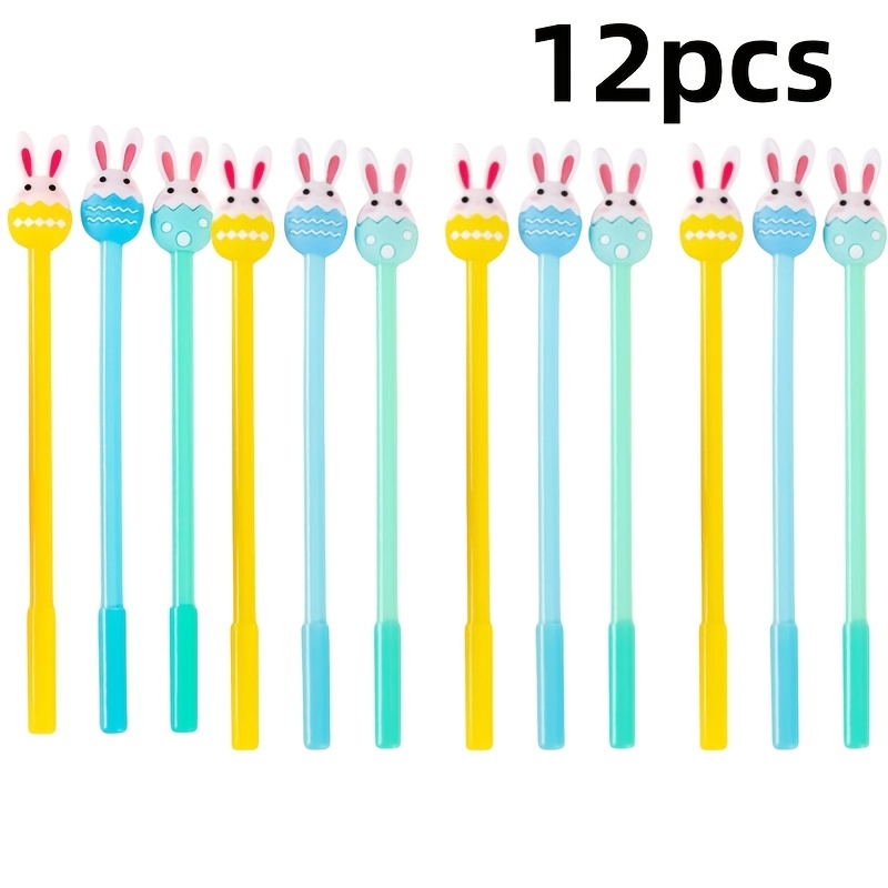 

Ensemble de 12 stylos design lapin de Pâques et œuf, pointe moyenne, encre liquide, fournitures de bureau en plastique personnalisées, cadeaux idéaux pour la Pâques