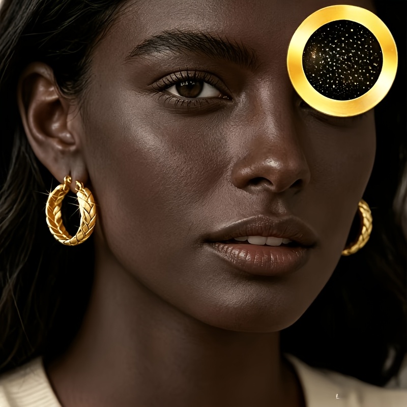 TEMU Pendientes de calidad para mujer en oro de 18k, hipoalergénicos, elegantes y de moda con un encantador diseño colgante. El diseño único de del