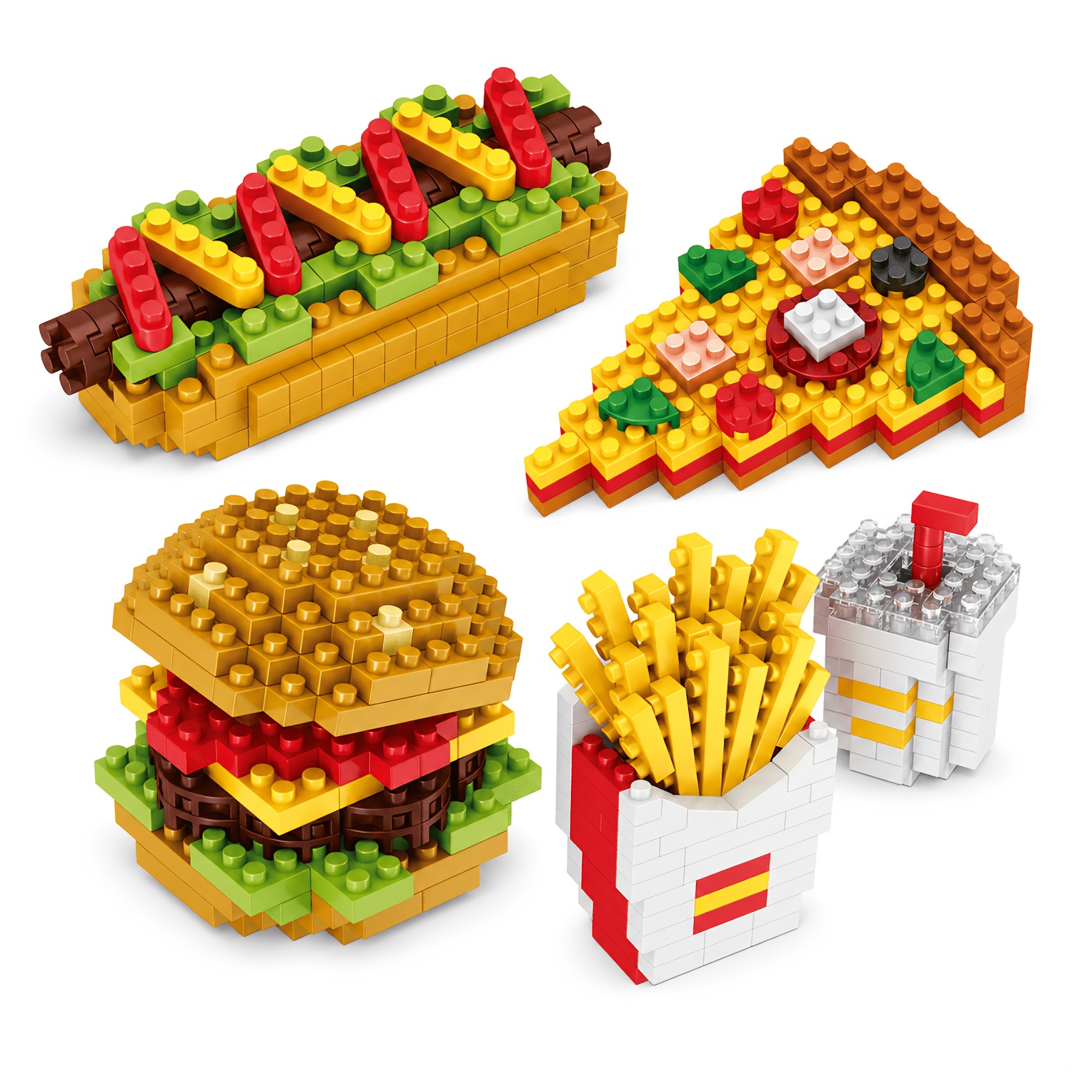 4pcs Set of Food, Dessert, and Snack Series Building Blocks