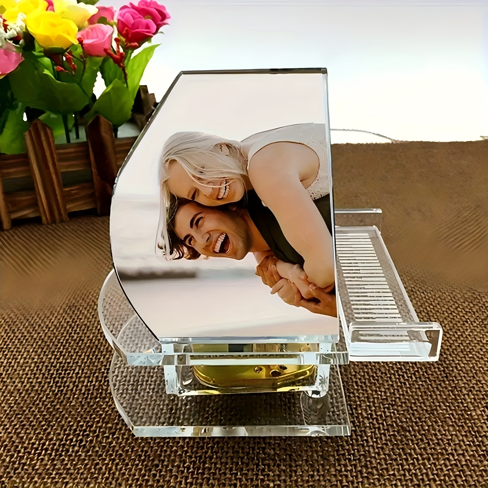 TEMU Caja de Música de Piano de Cristal con Imágenes Personalizables, Decoración para Dormitorio, , Hogar, Día de San Valentín, Navidad, , Acción de